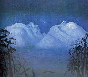 Harald Sohlberg Vinternatt i fjellene oil on canvas